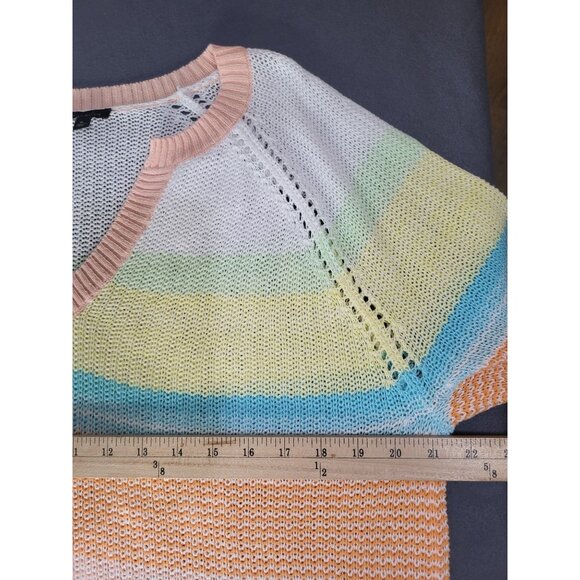 Talbots Women's XL Lightweight Knit Sweater Rainbow Stripe Beach Brunch Travel - Picture 4 of 6